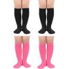imageZando 4 Pairs Kids Soccer Youth Baseball Football Softball Socks Cotton Girls Uniform Socks Boys Knee High SocksHot Pink 2Black 2