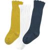 imageZando Baby Knee High Socks Infant Newborn Toddler Socks Cotton Ruffle Socks Warm Girls Boys Long Stockings 36 PairsMilkyGingerNavy