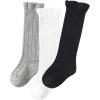imageZando Baby Knee High Socks Infant Newborn Toddler Socks Cotton Ruffle Socks Warm Girls Boys Long Stockings 36 PairsMilkyGrayBlack