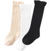 imageZando Baby Knee High Socks Infant Newborn Toddler Socks Cotton Ruffle Socks Warm Girls Boys Long Stockings 36 PairsMilkyPinkBlack
