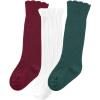 imageZando Baby Knee High Socks Infant Newborn Toddler Socks Cotton Ruffle Socks Warm Girls Boys Long Stockings 36 PairsMilkyWine RedBlackish Green