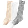 imageZando Baby Knee High Socks Infant Newborn Toddler Socks Cotton Ruffle Socks Warm Girls Boys Long Stockings 36 PairsPinkGrayMilky