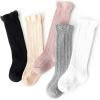 imageZando Baby Knee High Socks Infant Newborn Toddler Socks Cotton Ruffle Socks Warm Girls Boys Long Stockings 36 PairsRuffle Multi Color 5pairs