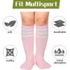imageZando Kids Soccer Socks Knee High Sock for Boys Girls Breathable Kids Youth Baseball Socks Cotton Boys Long Tube Socks01 Pink White