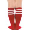 imageZando Kids Soccer Socks Knee High Sock for Boys Girls Breathable Kids Youth Baseball Socks Cotton Boys Long Tube SocksA Red White Striped