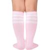 imageZando Kids Soccer Socks Knee High Sock for Boys Girls Cotton Kids Youth Baseball Socks Breathable Boys Athletic Socks1 Pack Pink White