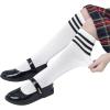 imageZando Kids Soccer Socks Knee High Sock for Boys Girls Cotton Kids Youth Baseball Socks Breathable Boys Athletic Socks1 Pack White Black