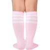 imageZando Kids Soccer Socks Knee High Sock for Boys Girls Cotton Kids Youth Baseball Socks Breathable Boys Athletic Socks2 Pink White