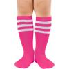 imageZando Kids Soccer Socks Knee High Sock for Boys Girls Cotton Kids Youth Baseball Socks Breathable Boys Athletic SocksHot Pink