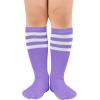 imageZando Kids Soccer Socks Knee High Sock for Boys Girls Cotton Kids Youth Baseball Socks Breathable Boys Athletic SocksLight Purple