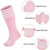 imageZando Kids Soccer Socks Youth Baseball Football Softball Socks Cotton Uniform Socks Girls Knee High SocksBlackHot PinkPink