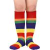 imageZando Kids Soccer Socks Youth Baseball Football Softball Socks Cotton Uniform Socks Girls Knee High SocksRainbow 3