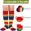 imageZando Kids Soccer Socks Youth Baseball Football Softball Socks Cotton Uniform Socks Girls Knee High SocksRainbow 3