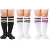 imageZando Kids Soccer Socks Youth Baseball Football Softball Socks Cotton Uniform Socks Girls Knee High SocksWhite 2Black White
