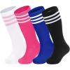 imageZando 4 Pairs Kids Soccer Youth Baseball Football Softball Socks Cotton Girls Uniform Socks Boys Knee High SocksBlackPink 2Royal Blue