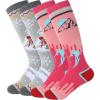 imageZando Kids Ski Socks Winter Warm Socks Thermal Hiking Snowboarding Socks Thick Boot Socks for Boys Girls 12 Pairs2 Pairs Light Grey  Pink
