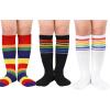 imageZando Kids Soccer Socks Youth Baseball Football Softball Socks Cotton Uniform Socks Girls Knee High SocksRainbow 3