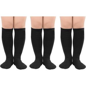 imageZando 3 Pairs Girls Knee High Socks Cotton School Uniform Socks Kids Soccer Socks Outdoor Long Tube Socks 314 Years3 Black