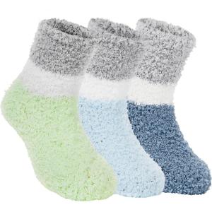 imageZando Kids Fuzzy Socks Soft Christmas Slipper Socks for Kids Warm Winter Socks Comfy Fluffy Socks for Girls3 Pairs Multicolor 2