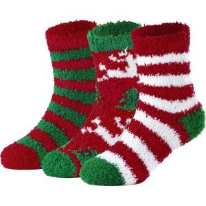 imageZando Kids Fuzzy Socks Soft Christmas Slipper Socks for Kids Warm Winter Socks Comfy Fluffy Socks for GirlsA 3 Pairs Multicolor 1
