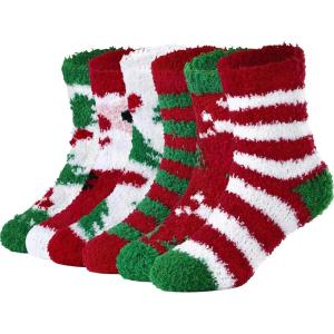 imageZando Kids Fuzzy Socks Soft Christmas Slipper Socks for Kids Warm Winter Socks Comfy Fluffy Socks for GirlsA 6 Pairs Multicolor