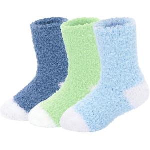 imageZando Kids Fuzzy Socks Soft Christmas Slipper Socks for Kids Warm Winter Socks Comfy Fluffy Socks for GirlsBluedenim Bluegreen