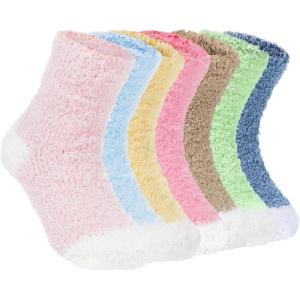 imageZando Kids Fuzzy Socks Soft Christmas Slipper Socks for Kids Warm Winter Socks Comfy Fluffy Socks for GirlsCandy Color Socks  7