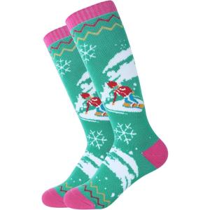 imageZando Kids Ski Socks Winter Warm Socks Thermal Hiking Snowboarding Socks Thick Boot Socks for Boys Girls 12 Pairs1 Pair Light Blue