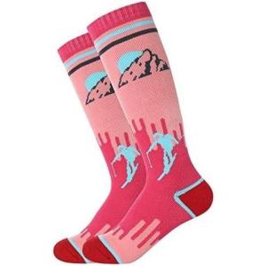 imageZando Kids Ski Socks Winter Warm Socks Thermal Hiking Snowboarding Socks Thick Boot Socks for Boys Girls 12 Pairs1 Pair Pink