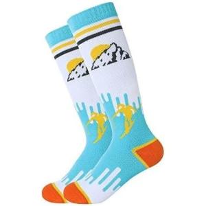 imageZando Kids Ski Socks Winter Warm Socks Thermal Hiking Snowboarding Socks Thick Boot Socks for Boys Girls 12 Pairs1 Pair White Blue