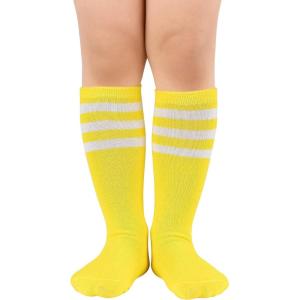 imageZando Kids Soccer Socks Knee High Sock for Boys Girls Breathable Kids Youth Baseball Socks Cotton Boys Long Tube Socks01 Yellow White