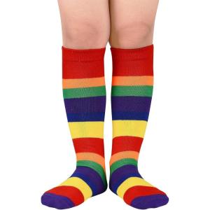 imageZando Kids Soccer Socks Knee High Sock for Boys Girls Breathable Kids Youth Baseball Socks Cotton Boys Long Tube Socks04 Rainbow