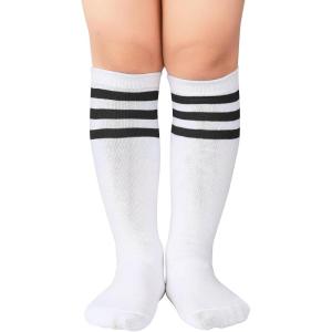 imageZando Kids Soccer Socks Knee High Sock for Boys Girls Breathable Kids Youth Baseball Socks Cotton Boys Long Tube Socks06 White Black