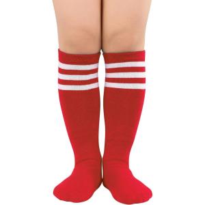 imageZando Kids Soccer Socks Knee High Sock for Boys Girls Breathable Kids Youth Baseball Socks Cotton Boys Long Tube SocksA Red White Striped