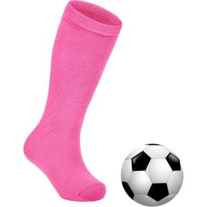 imageZando Kids Soccer Socks Knee High Sock for Boys Girls Cotton Kids Youth Baseball Socks Breathable Boys Athletic Socks1 Pack Hot Pink