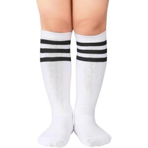 imageZando Kids Soccer Socks Knee High Sock for Boys Girls Cotton Kids Youth Baseball Socks Breathable Boys Athletic Socks1 Pack White Black