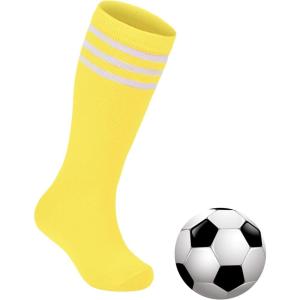 imageZando Kids Soccer Socks Knee High Sock for Boys Girls Cotton Kids Youth Baseball Socks Breathable Boys Athletic Socks1 Pack Yellow