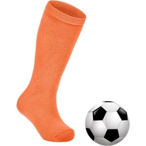 imageZando Kids Soccer Socks Knee High Sock for Boys Girls Cotton Kids Youth Baseball Socks Breathable Boys Athletic SocksDeep Orange