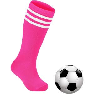 imageZando Kids Soccer Socks Knee High Sock for Boys Girls Cotton Kids Youth Baseball Socks Breathable Boys Athletic SocksHot Pink