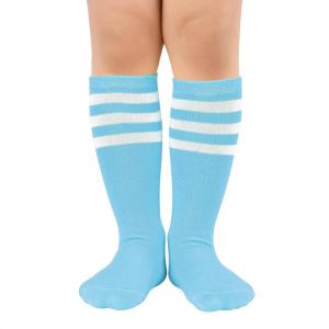 imageZando Kids Soccer Socks Knee High Sock for Boys Girls Cotton Kids Youth Baseball Socks Breathable Boys Athletic SocksLight Blue