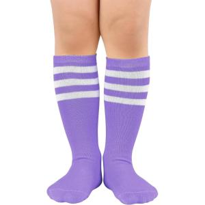 imageZando Kids Soccer Socks Knee High Sock for Boys Girls Cotton Kids Youth Baseball Socks Breathable Boys Athletic SocksLight Purple