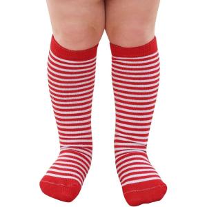 imageZando Kids Soccer Socks Knee High Sock for Boys Girls Cotton Kids Youth Baseball Socks Breathable Boys Athletic SocksRed White Striped