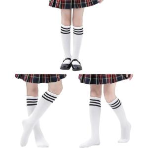 imageZando Kids Soccer Socks Youth Baseball Football Softball Socks Cotton Uniform Socks Girls Knee High Socks3 BlackWhite