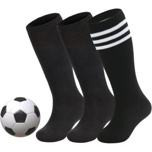 imageZando Kids Soccer Socks Youth Baseball Football Softball Socks Cotton Uniform Socks Girls Knee High SocksA 3 Black