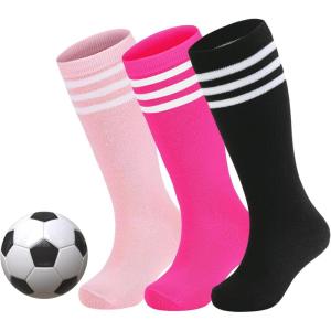 imageZando Kids Soccer Socks Youth Baseball Football Softball Socks Cotton Uniform Socks Girls Knee High SocksBlackHot PinkPink