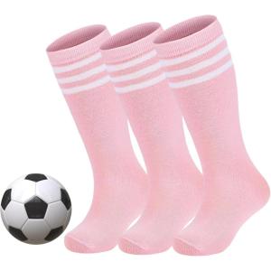 imageZando Kids Soccer Socks Youth Baseball Football Softball Socks Cotton Uniform Socks Girls Knee High SocksPink 3