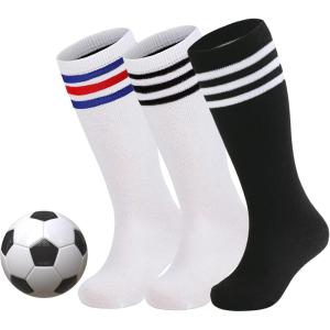 imageZando Kids Soccer Socks Youth Baseball Football Softball Socks Cotton Uniform Socks Girls Knee High SocksWhite 2Black White