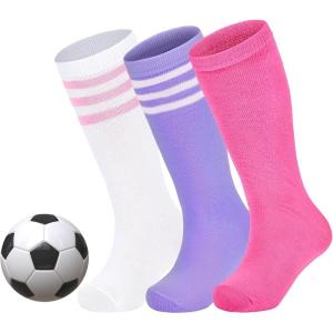 imageZando Kids Soccer Socks Youth Baseball Football Softball Socks Cotton Uniform Socks Girls Knee High SocksWhite PinkPurpleHot Pink