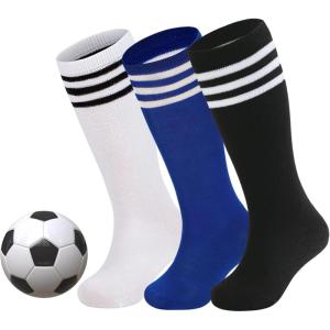 imageZando Kids Soccer Socks Youth Baseball Football Softball Socks Cotton Uniform Socks Girls Knee High SocksWhiteBlack WhiteRoyal Blue