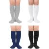 imageZando 4 Pairs Kids Soccer Socks Baseball Softball Football Socks Youth Tube Athletic Socks Boys Girls Knee High SocksBlackWhiteNavyGrey